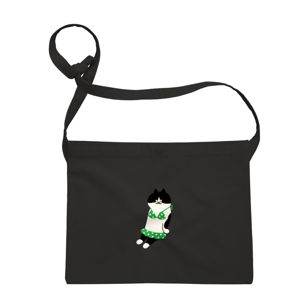 SUIMINグッズのお店の緑のビキニのねこ Sacoche