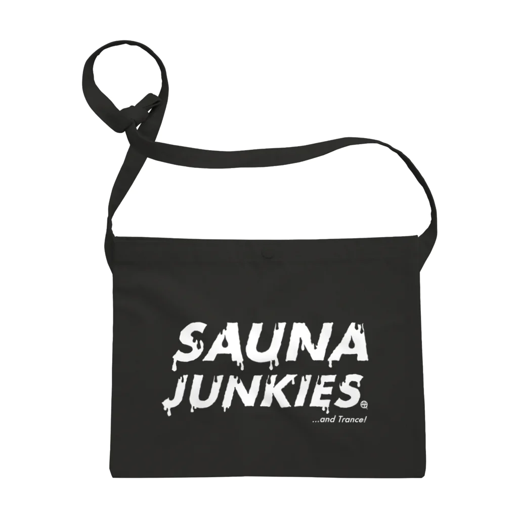 SAUNA JUNKIES | サウナジャンキーズのメルティー・ロゴ（白プリント) Sacoche