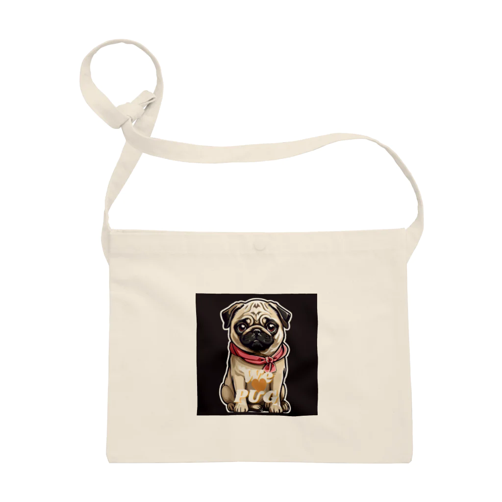 LEONのWe♥PUG　ブラック（パグ大好き！） Sacoche