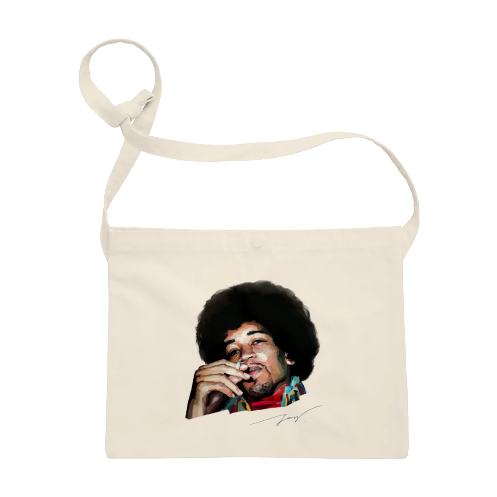 strat.Jay's shopのジミヘン ジミヘンドリックス Jimi Hendrix イラスト 絵 ロック ギター ギターリスト ブルース サコッシュ