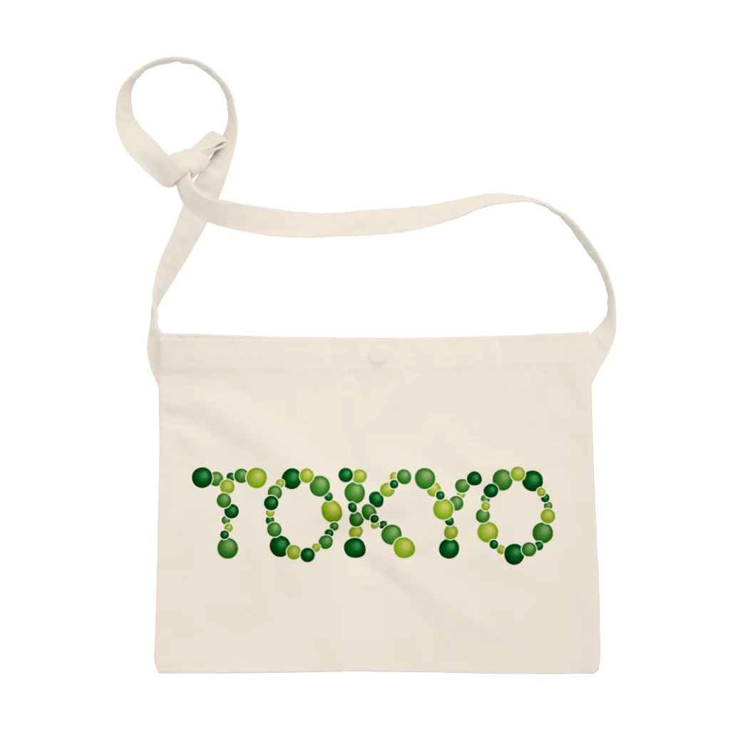 junichi-goodsのバルーン文字「TOKYO」（緑色系） サコッシュ