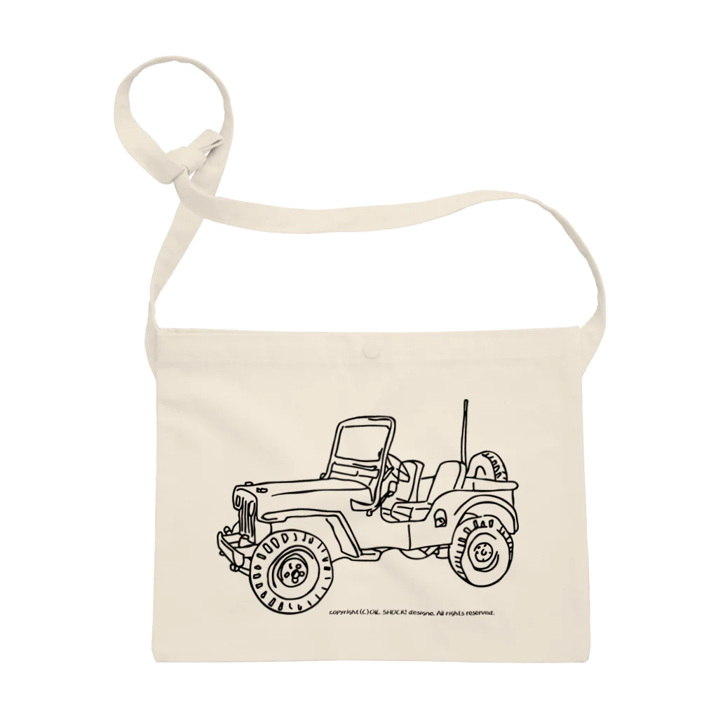 ファンシーTシャツ屋のJeep イラスト ライン画 サコッシュ