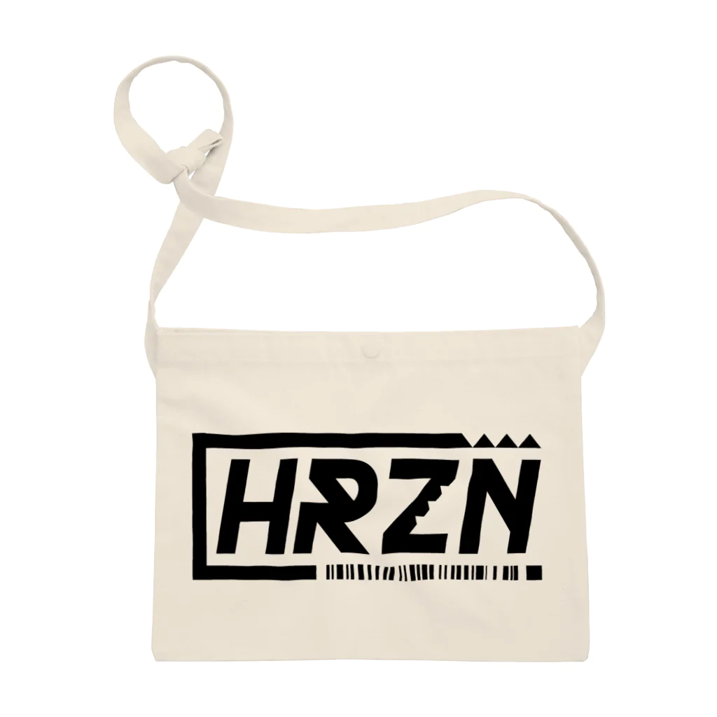 HRZN SUZURIのHRZNブラックバーコードロゴ サコッシュ