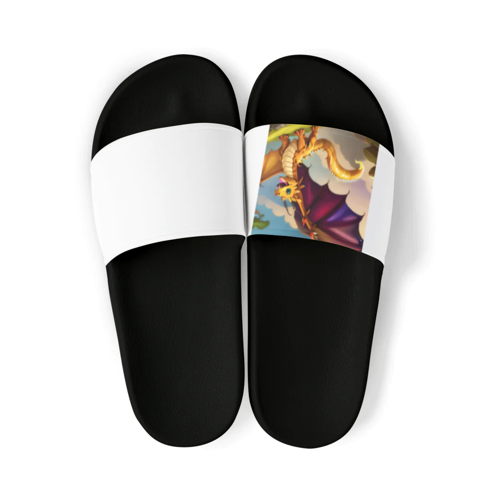 幸せアートワールドの可愛い龍のイラストグッズ Sandals