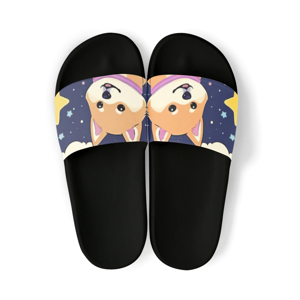 ゆんまるの夜空に柴犬 Sandals