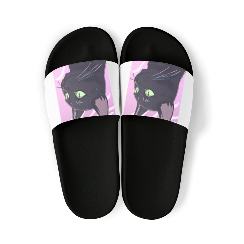 73GTCのかっこいい黒猫3 Sandals