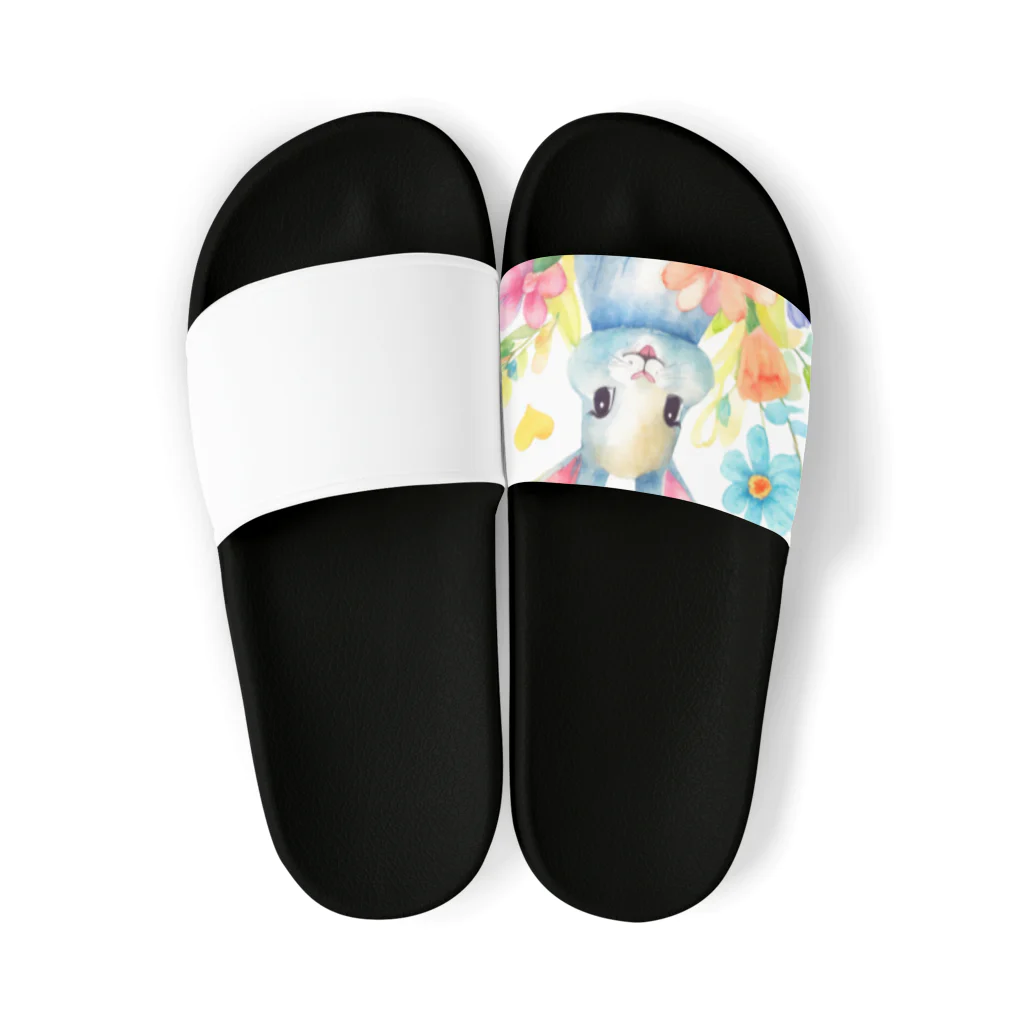 うさぎやの花に囲まれたうさぎ2 Sandals