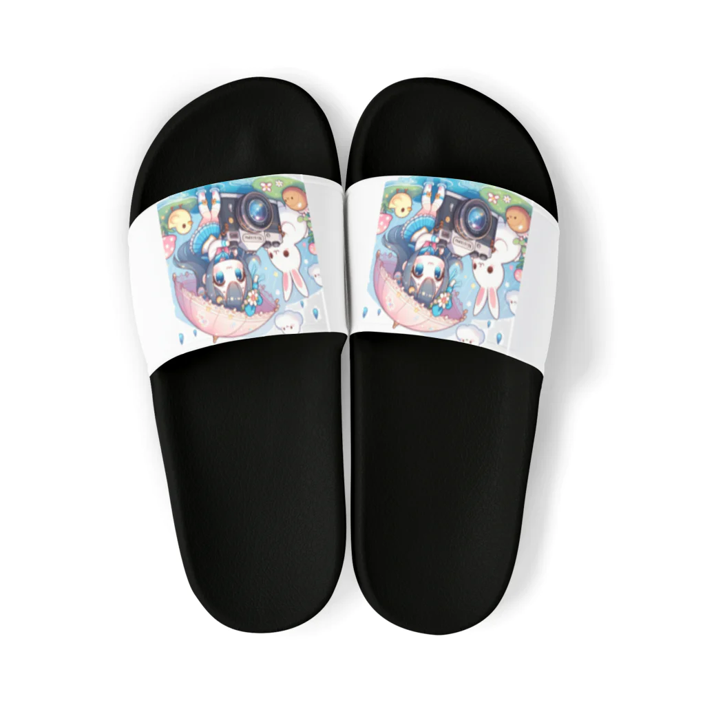 かるるんショップのカメラと傘とうさ耳少女とシリーズ　撮影 Sandals