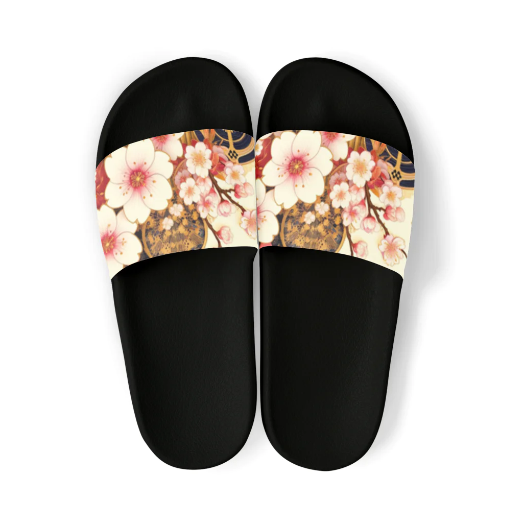 ◥(M)◤の和柄×桜×一松柄 Sandals