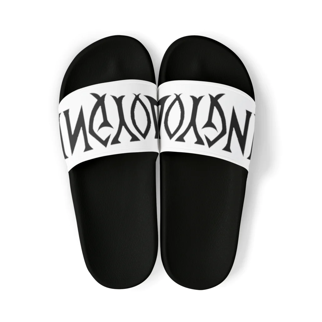 人魚堂の人魚堂(NINGYODO)ロゴ入りサンダル(文字ロゴ黒) Sandals with NINGYODO logo (text logo black) サンダル