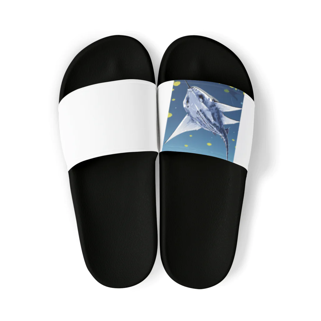 SUZURI56のドット絵ノコギリザメ Sandals