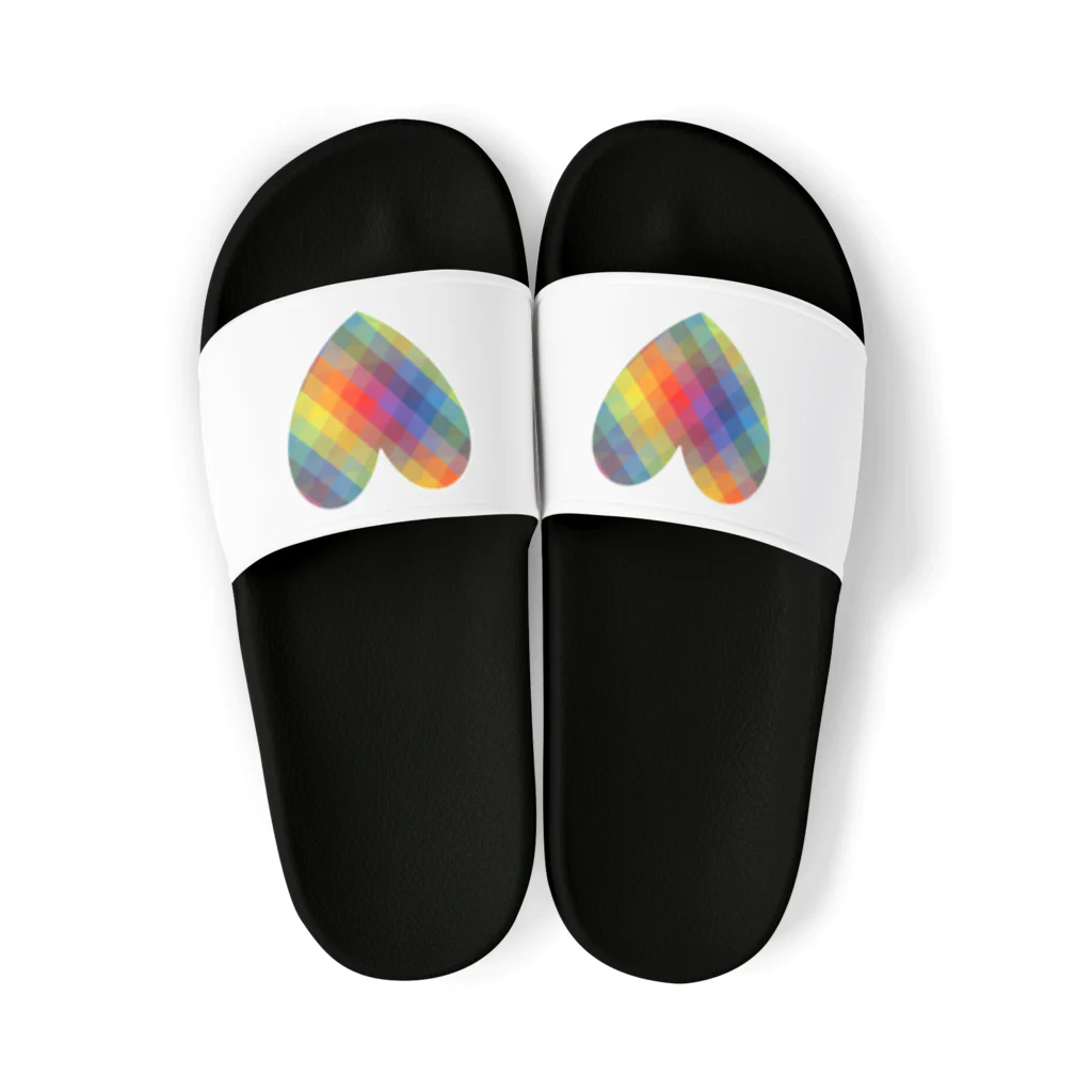 綺麗何学模様の虹×ハート×虹（ホワイト） Sandals