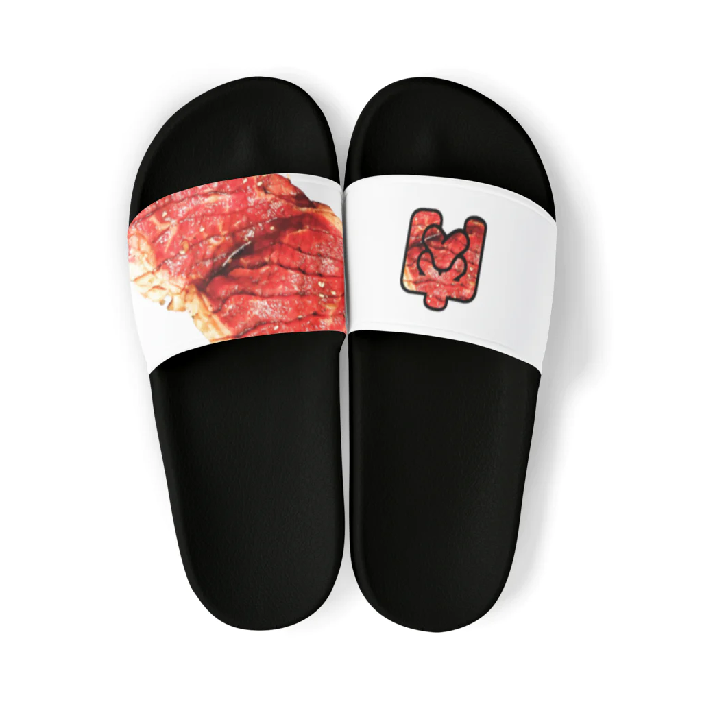 魚肉販売所の肉文字 Sandals