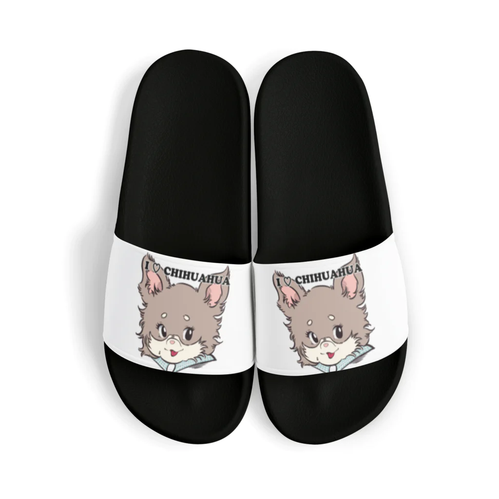 チャリティーグッズ-犬専門デザインのチワワ-チョコタン「I♡CHIHUAHUA」 Sandals