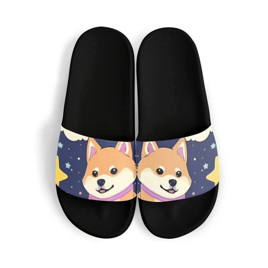 ゆんまるの夜空に柴犬 Sandals