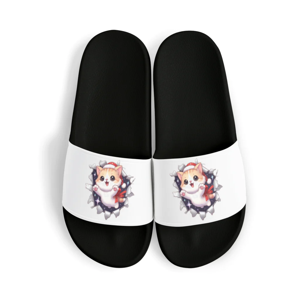 飛び出す！アニマルショップの飛び出す猫クリスマスver Sandals