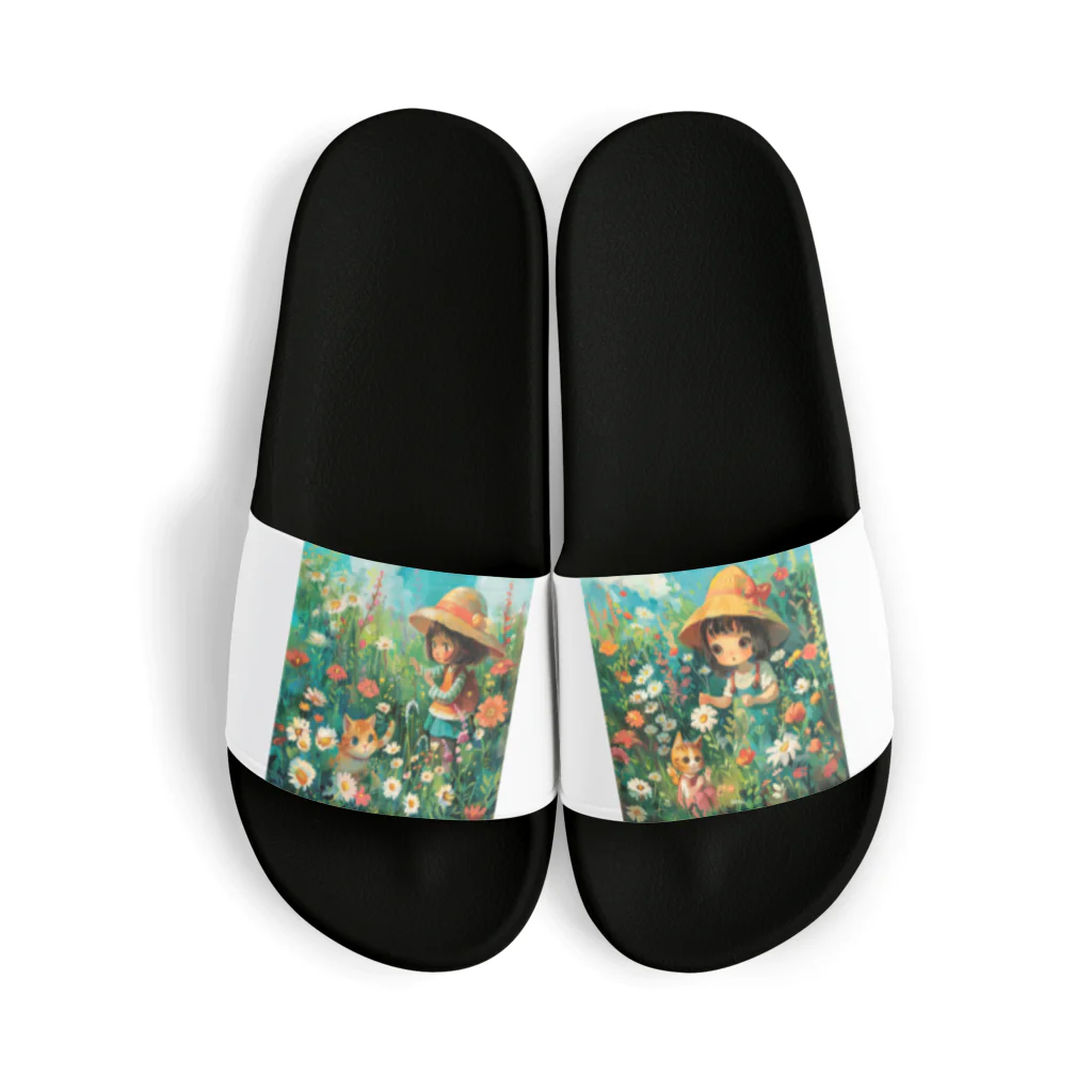 AQUAMETAVERSEのお花畑に囲まれる猫ちゃんと私 アメジスト 2846 Sandals