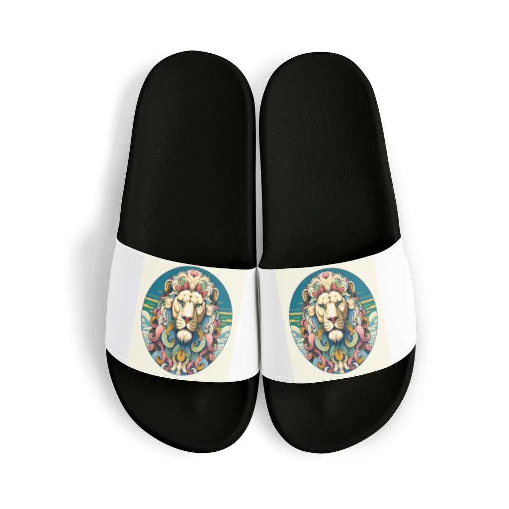 chaochao0701の浮世絵風　ライオン（顔）"Ukiyo-e style lion (face)."  "浮世繪風格的獅子（臉）。" Sandals