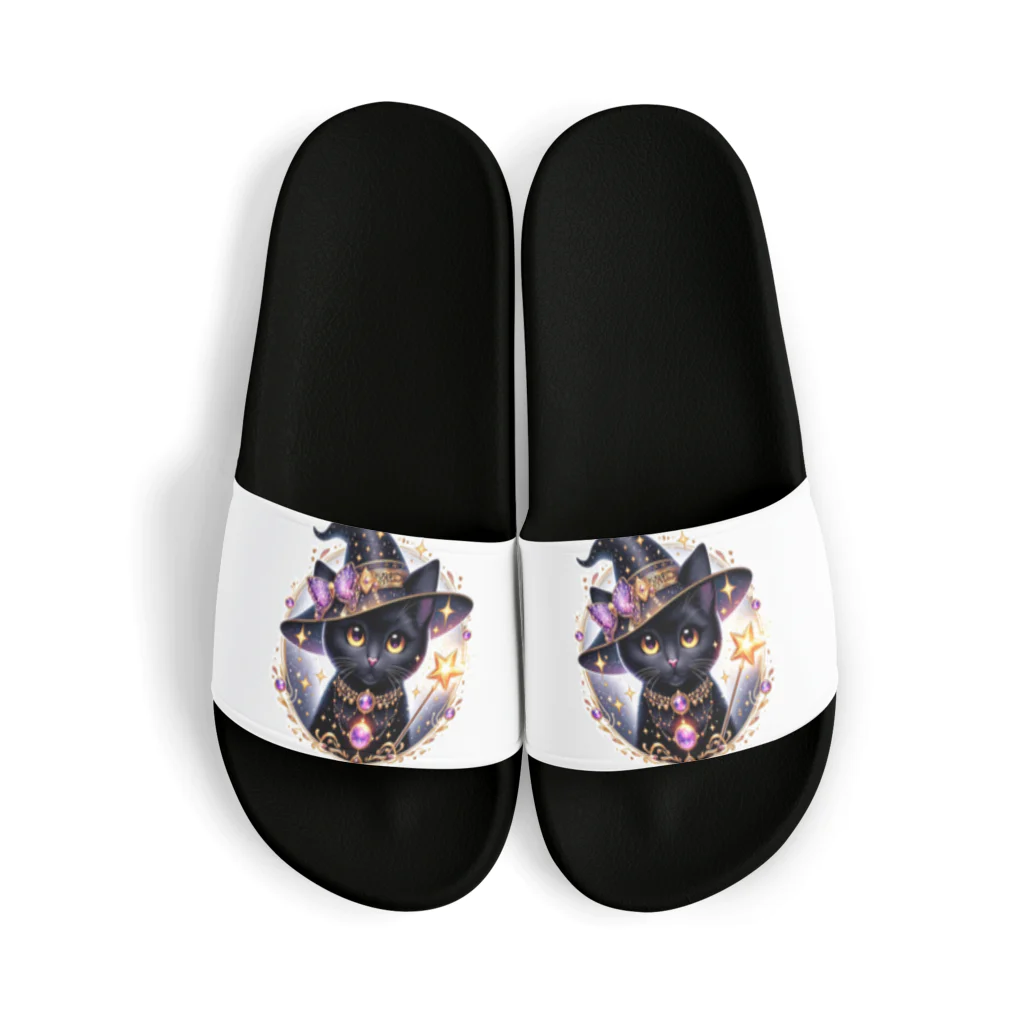 黒猫ギャラリー🐈‍⬛の黒猫の魔法使い Sandals