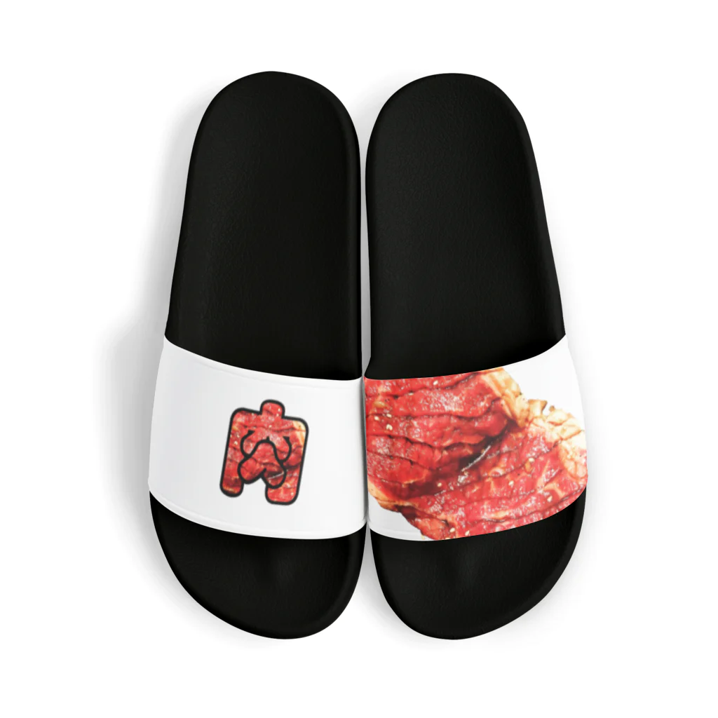 魚肉販売所の肉文字 Sandals
