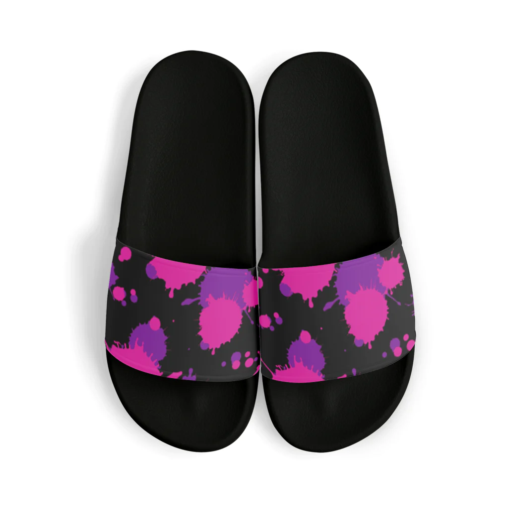 MAGENTA INFINITYのピンク紫のしぶき_黒 Sandals