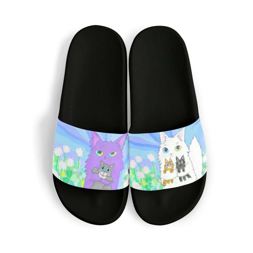 Crazy❤︎for Maincoon 猫🐈‍⬛Love メインクーンに夢中の紫猫💜メインクーン☘️クローバー🍀 Sandals