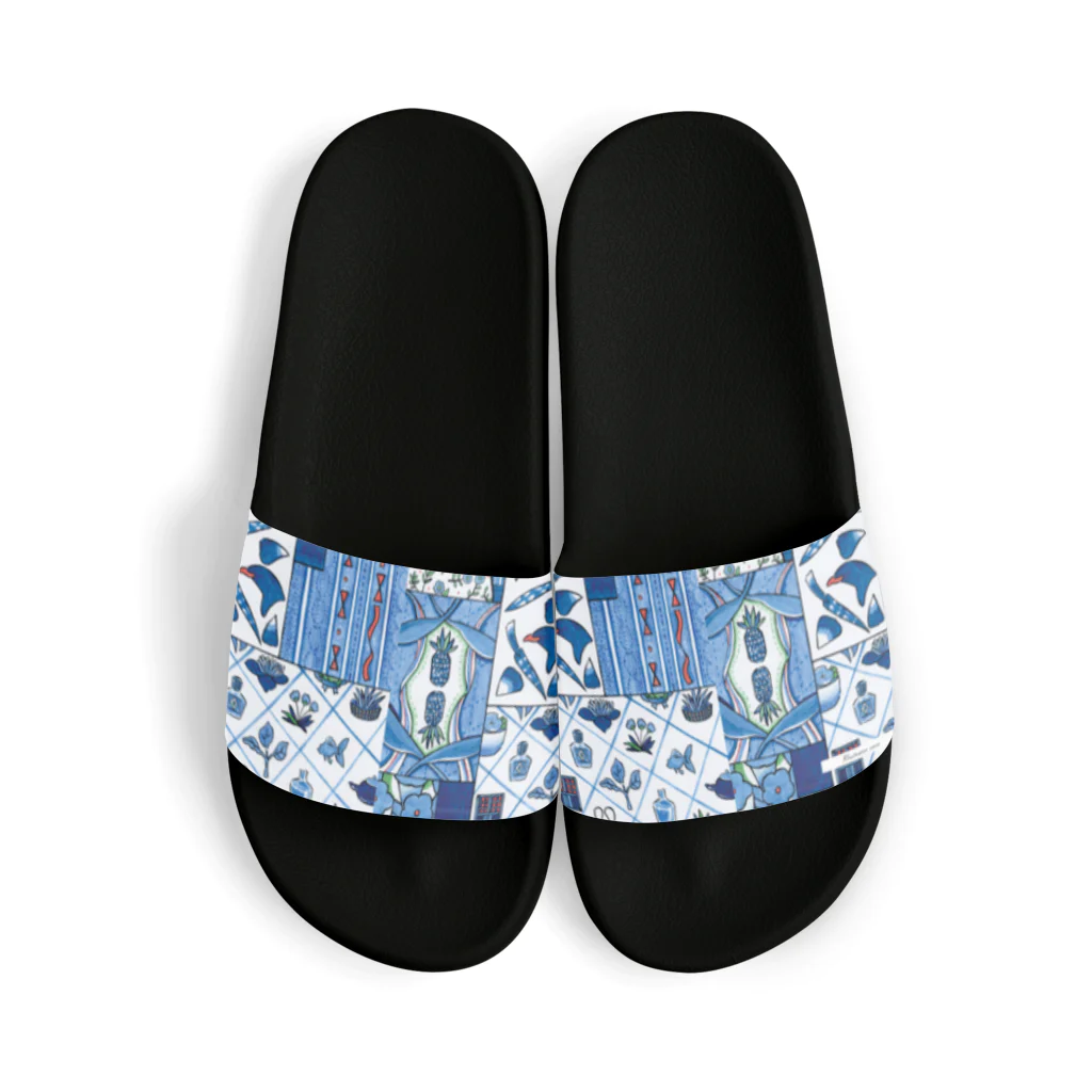 caco | イラストレーターのBlue Patchwork Tiwan Sandals