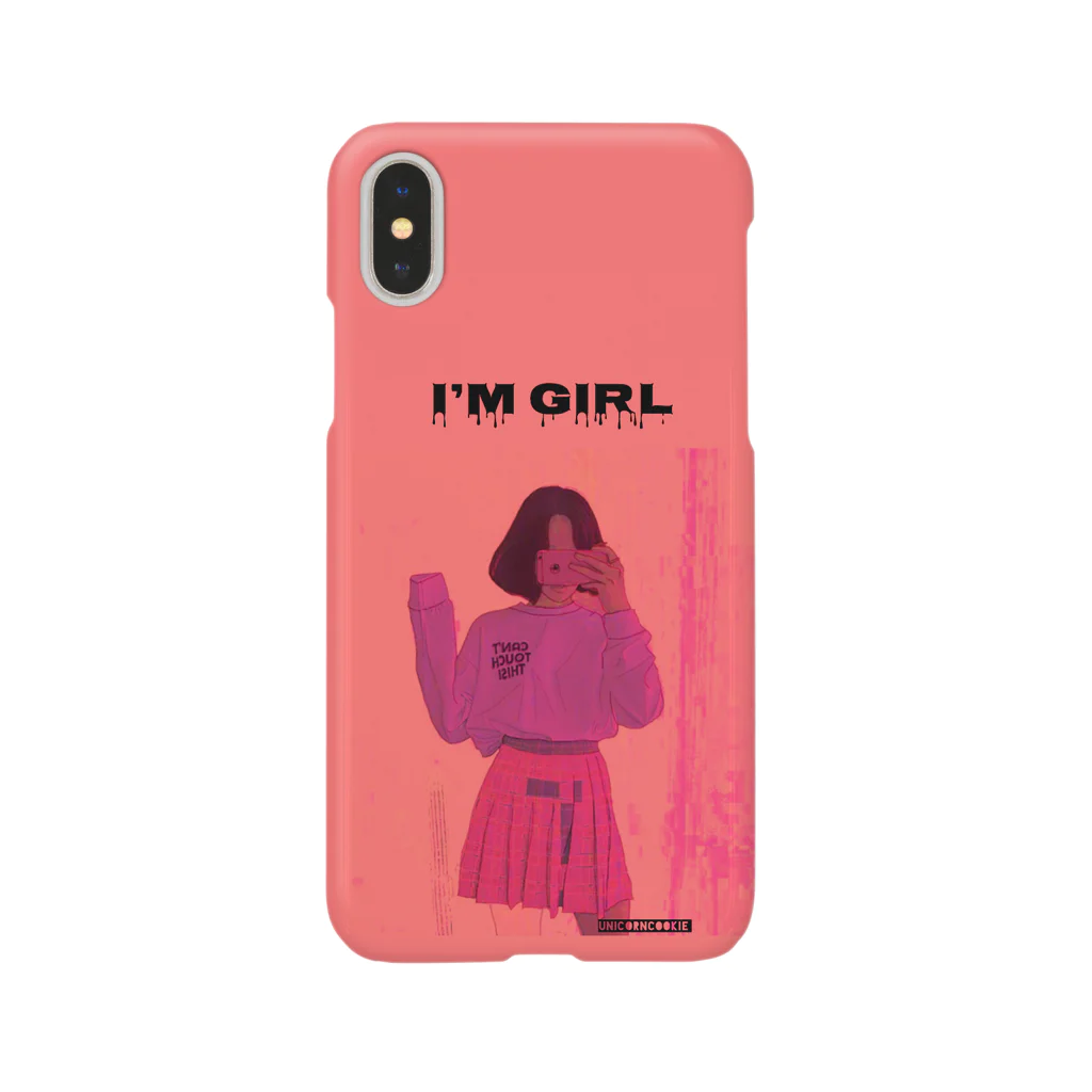 유니콘쿠키の韓国風 iPhoneケース I'm girl （オレンジピンク） Smartphone Case