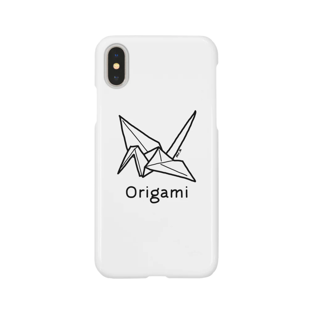 MrKShirtsのOrigami (折り紙鶴) 黒デザイン スマホケース