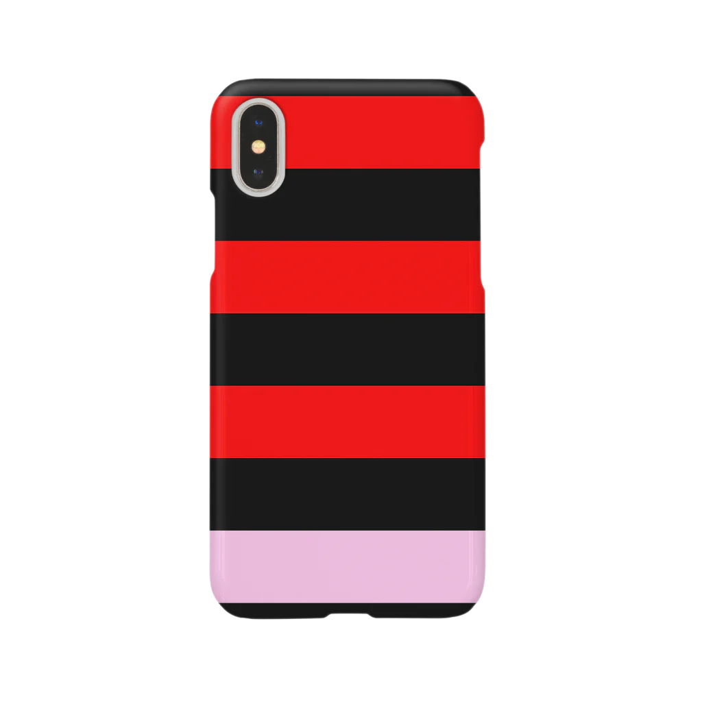 inazuma.co.jpのBorder Stripe (Black × Red × Pink) スマホケース