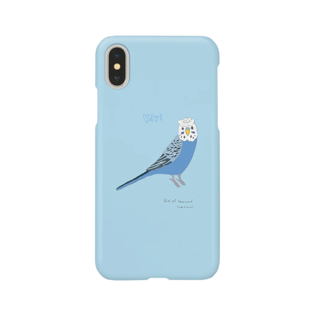 キリとラムネのセキセイインコ スマホケース ブルー Smartphone Case