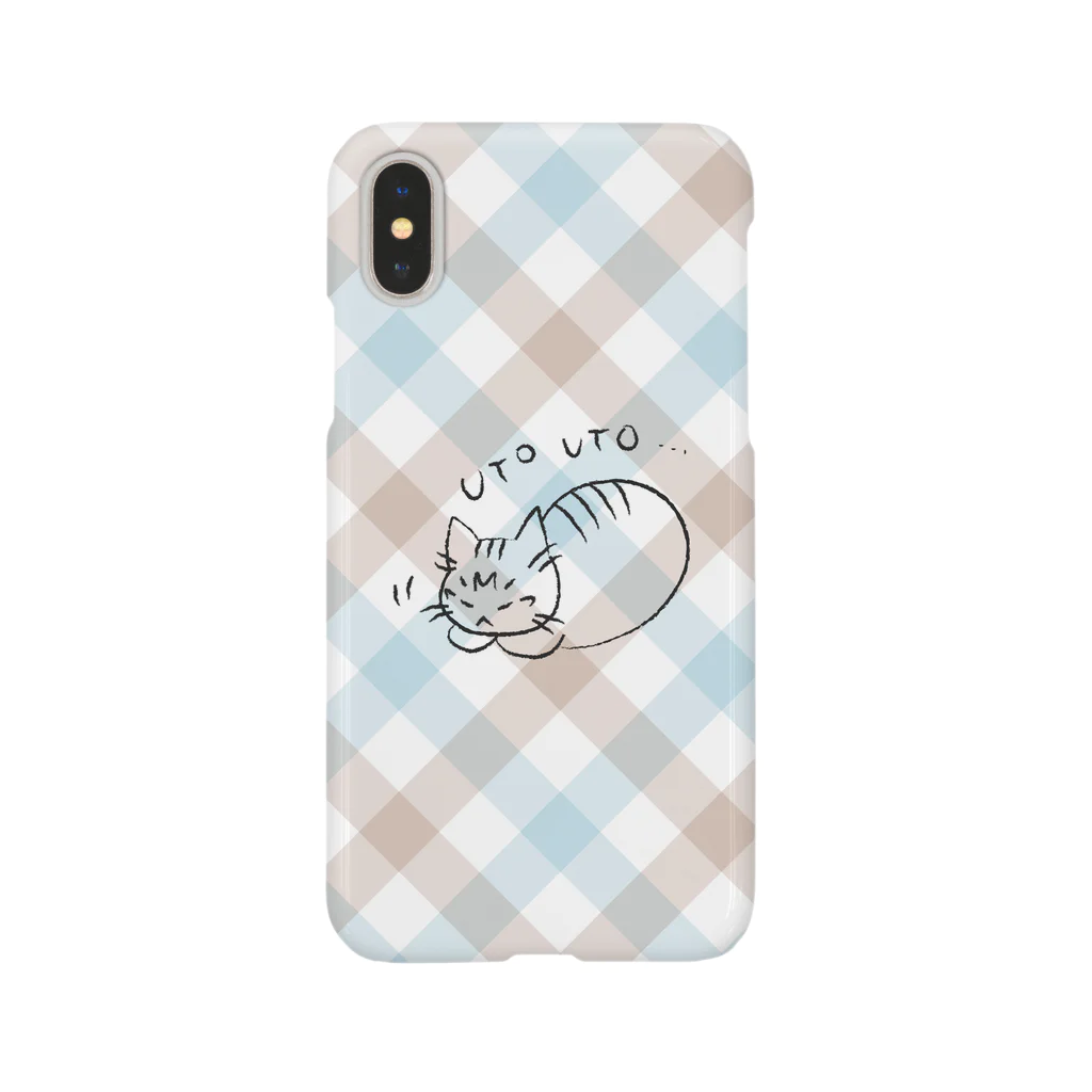 むしんちのうとうと猫（ブルーチェック） Smartphone Case