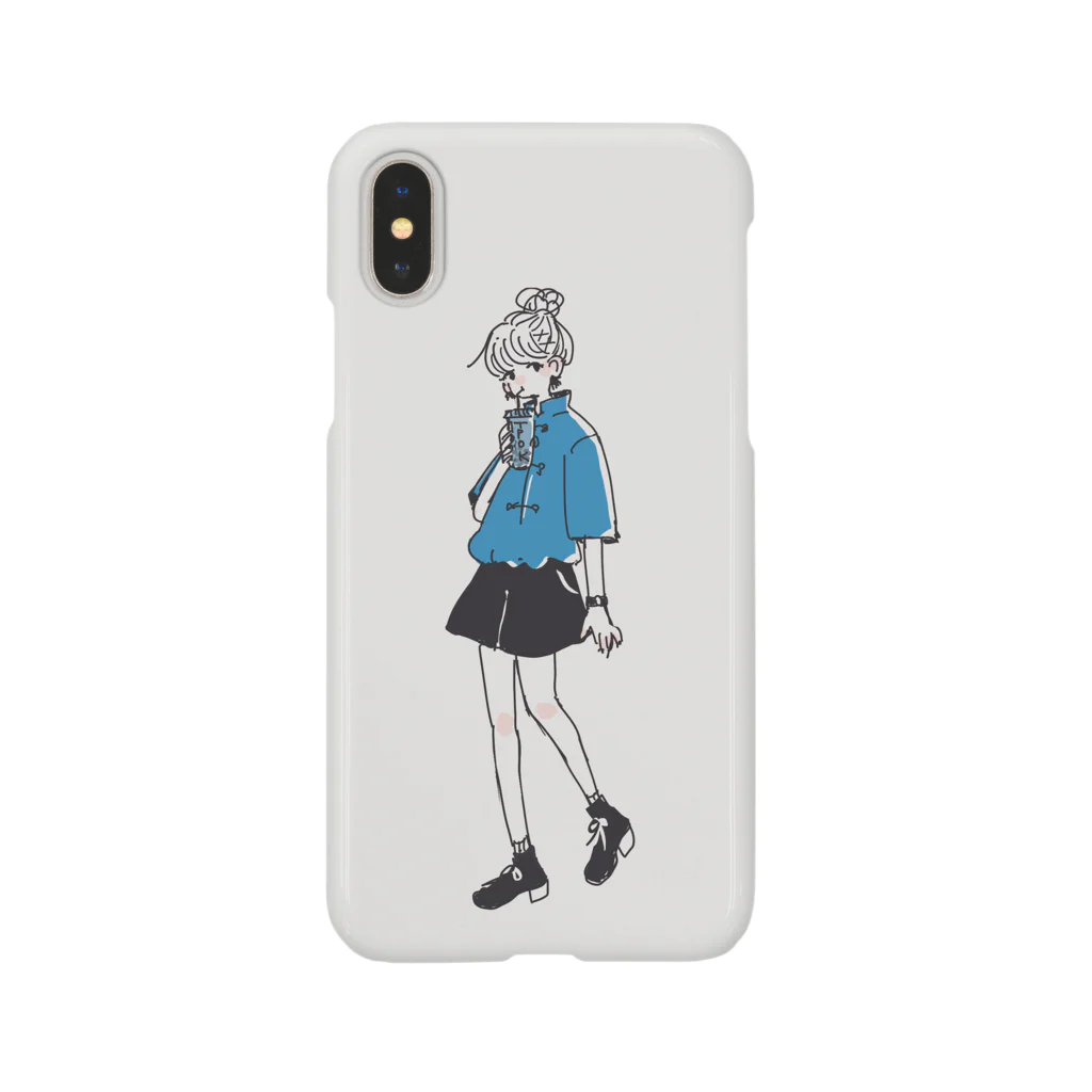 た ん と 召 し 上 が れの哎呀_青(blue) スマホケース