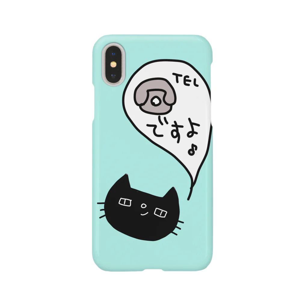 popiの電話でーす♪黒猫のクロスケ君　 スマホケース