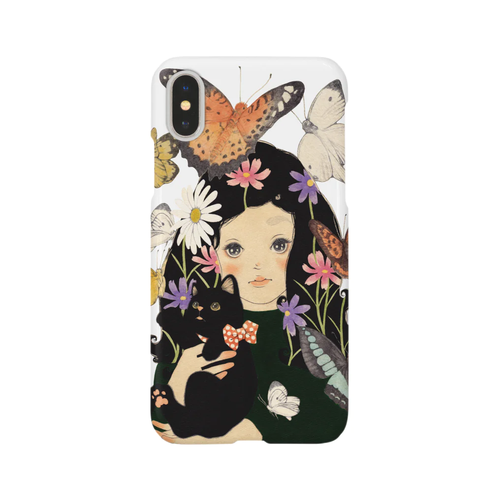 『平成少女絵』のお品物の黒猫、蝶々 Smartphone Case