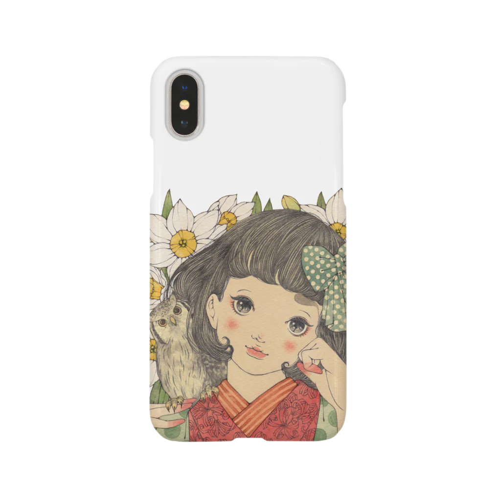 『平成少女絵』のお品物の水仙にふくろう Smartphone Case