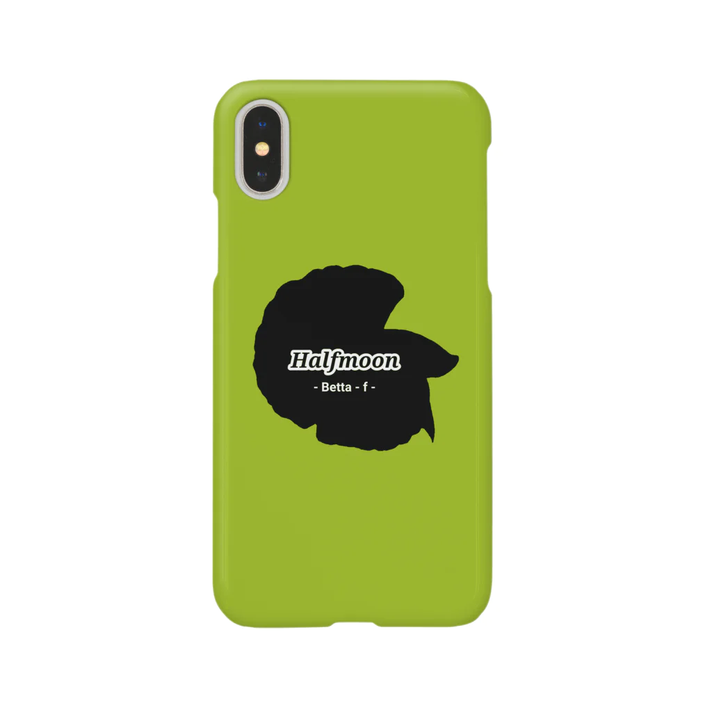 ☆ららくらら☆のHalfmoon Betta①Black(Springgreen) Smartphone Case