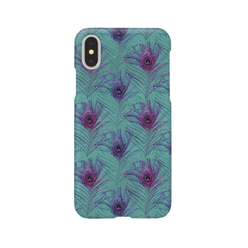 La Novia Hermosaの孔雀の羽スマートフォンケース　ラメ　クジャク　翼　ヴィンテージ　グリーン　パープル  Smartphone Case