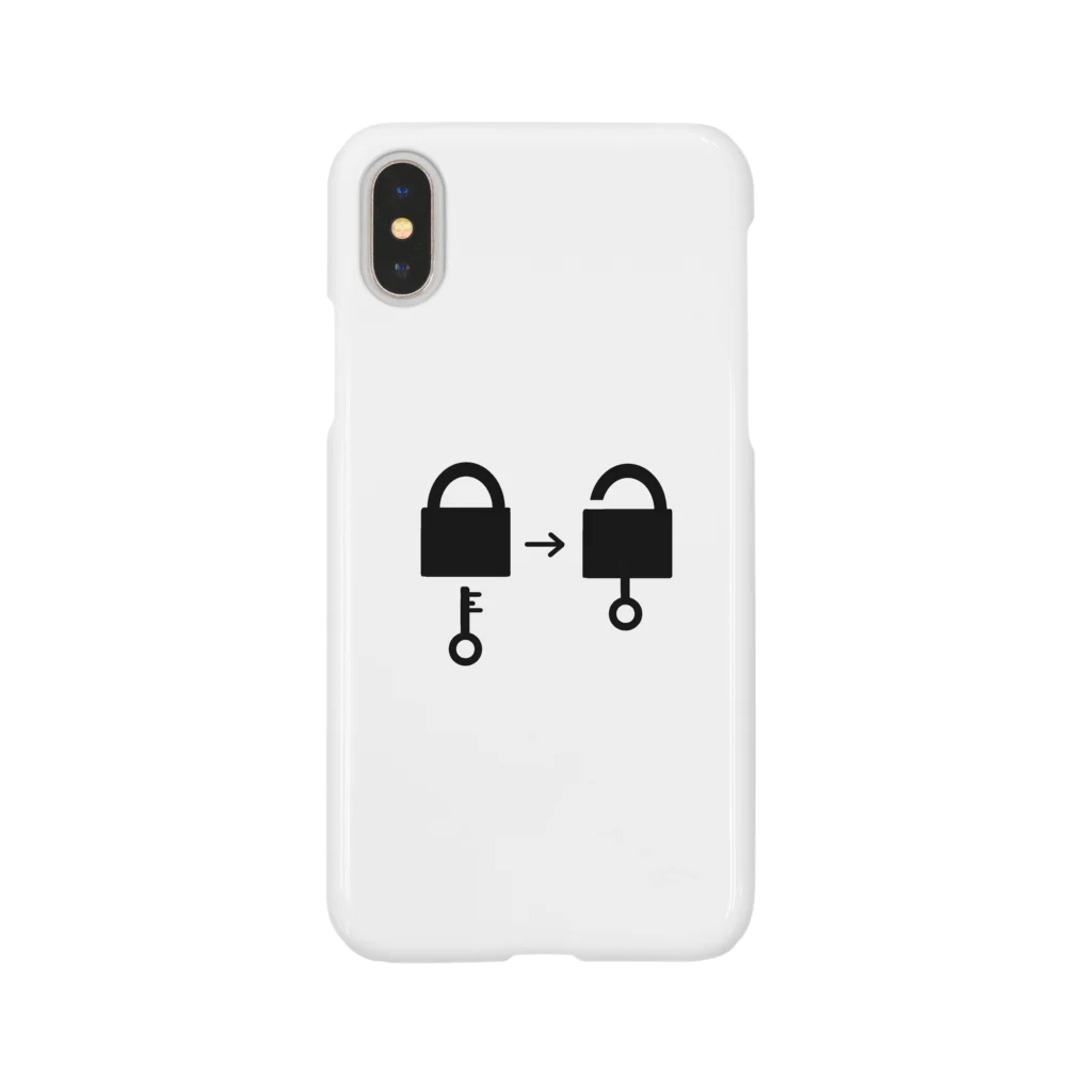 謎はないけど謎解き好きのお店のアンロック（黒イラスト大） Smartphone Case