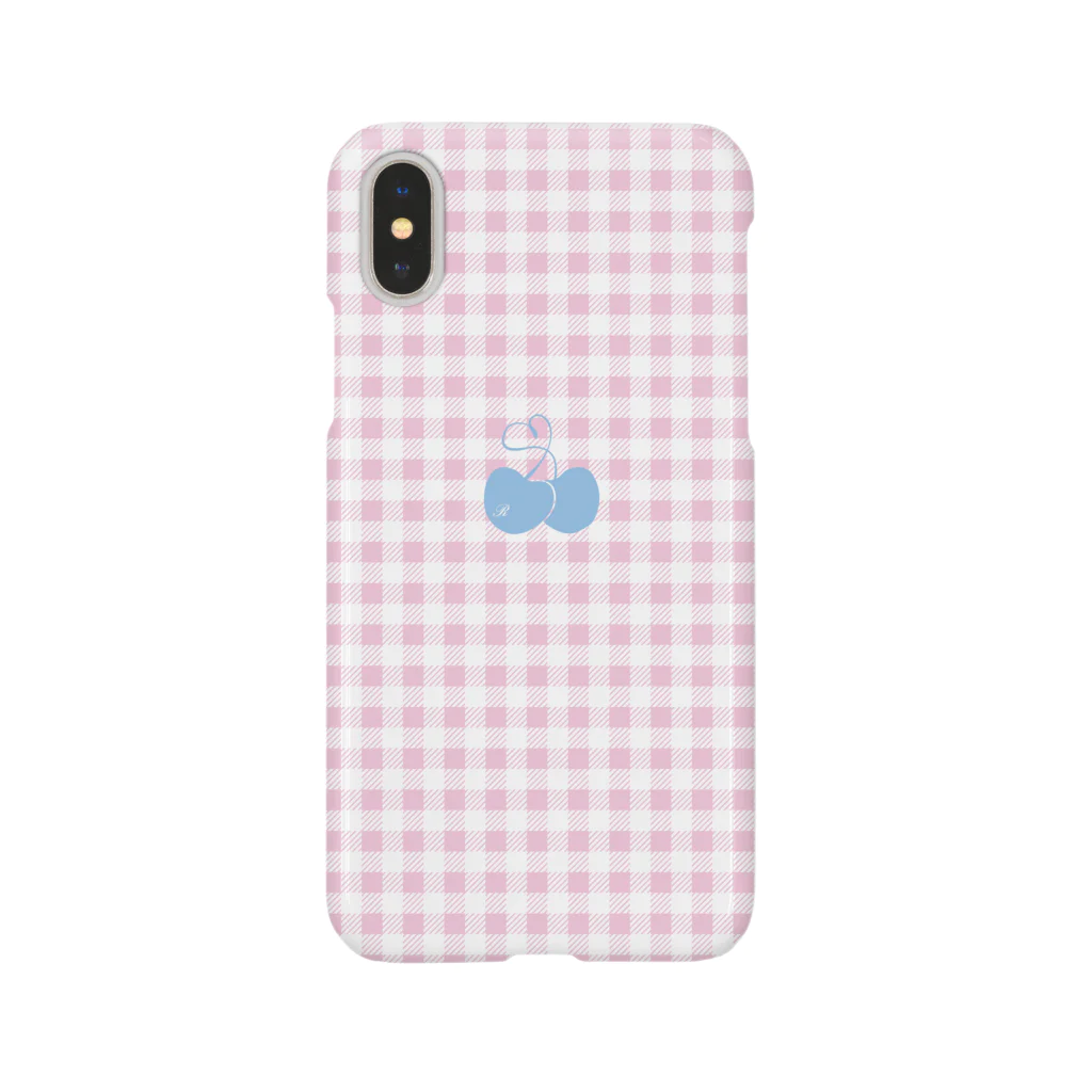 Rosettaのギンガムチェック　ピンク×水色 スマホケース