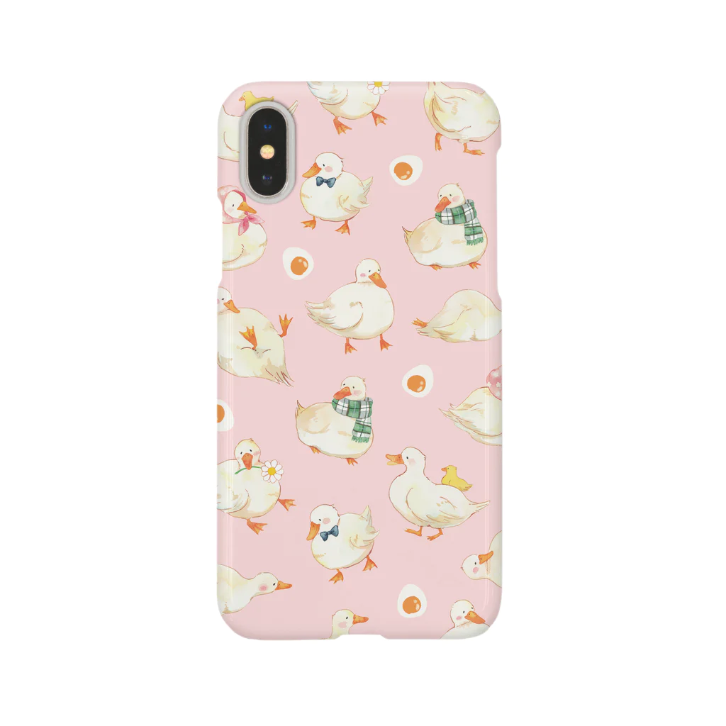 さとろくのアヒル柄　iPhoneケース（ピンク） Smartphone Case