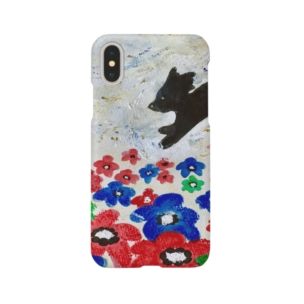 太陽drops -立華 圭グッズショップ-の花とくろいぬ Smartphone Case