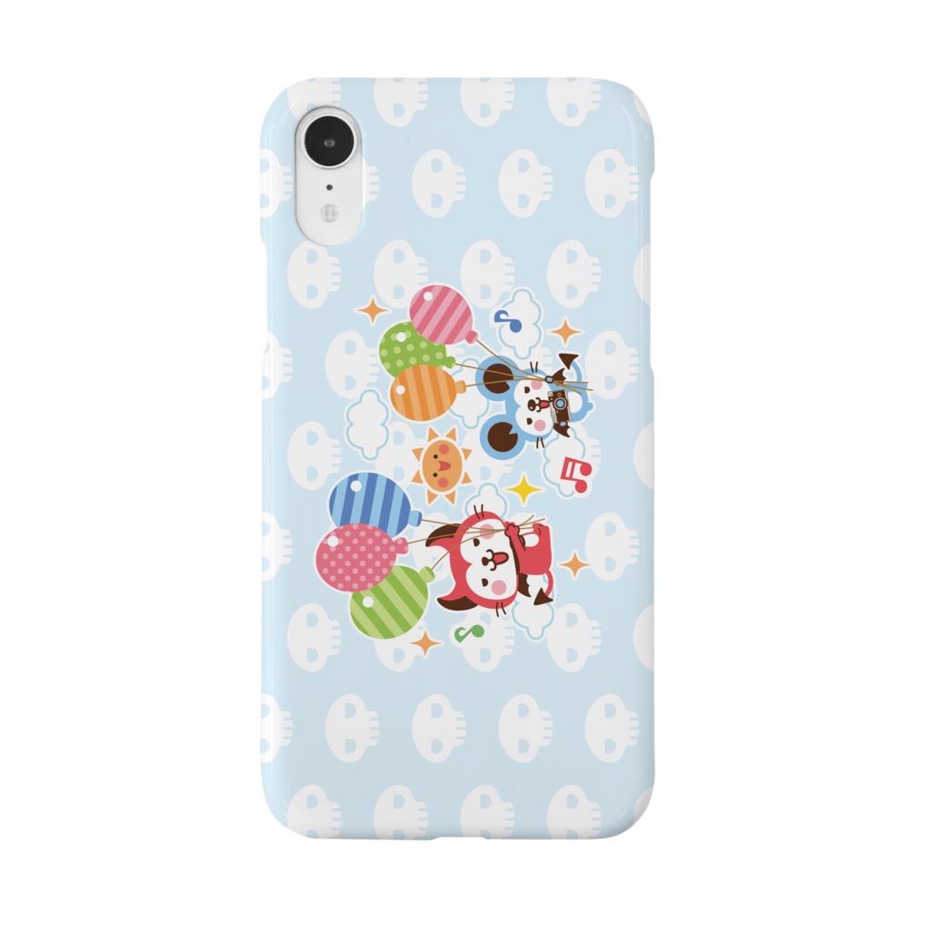 ミニマムユニヴァース@SUZURIのデビねこくんとデビねずちゃん スマホケース 風船 Smartphone Case