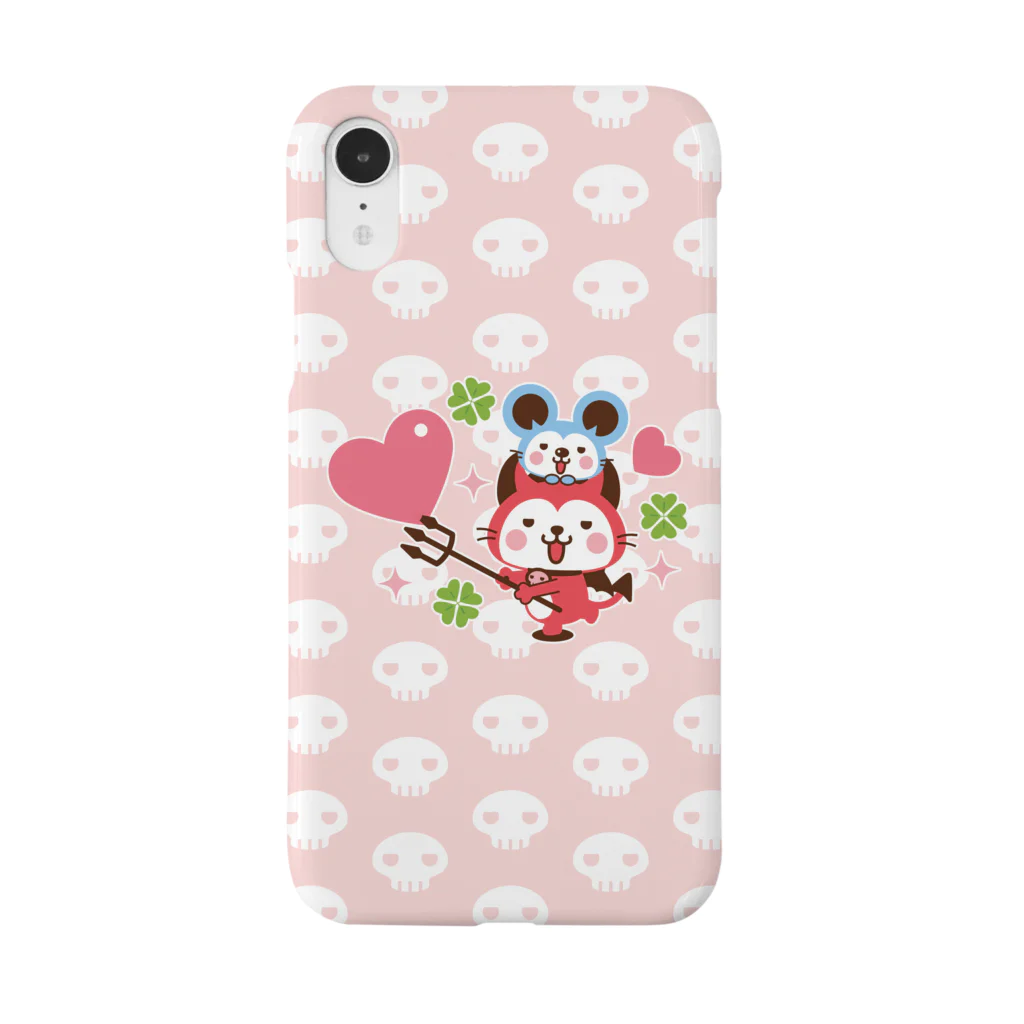 ミニマムユニヴァース@SUZURIのデビねこくんとデビねずちゃん スマホケース ハート Smartphone Case