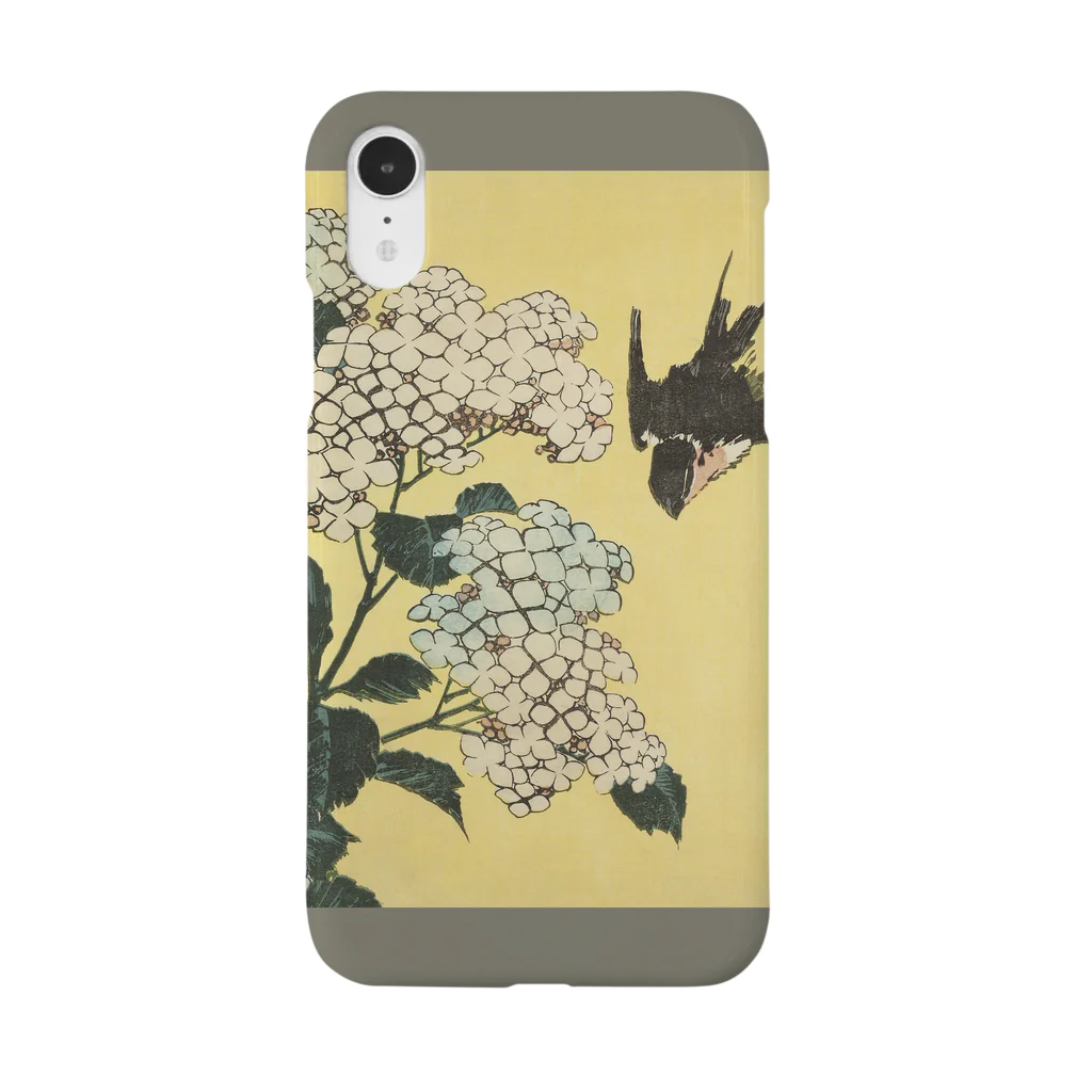 SONOTENI-ARTの003-009　葛飾北斎　『紫陽花に燕』　スマホケース　表側面印刷　iPhone XR/XSMax/8Plus/7Plus/6sPlus/6Plus専用デザイン　SC7 iPhone Smartphone Case