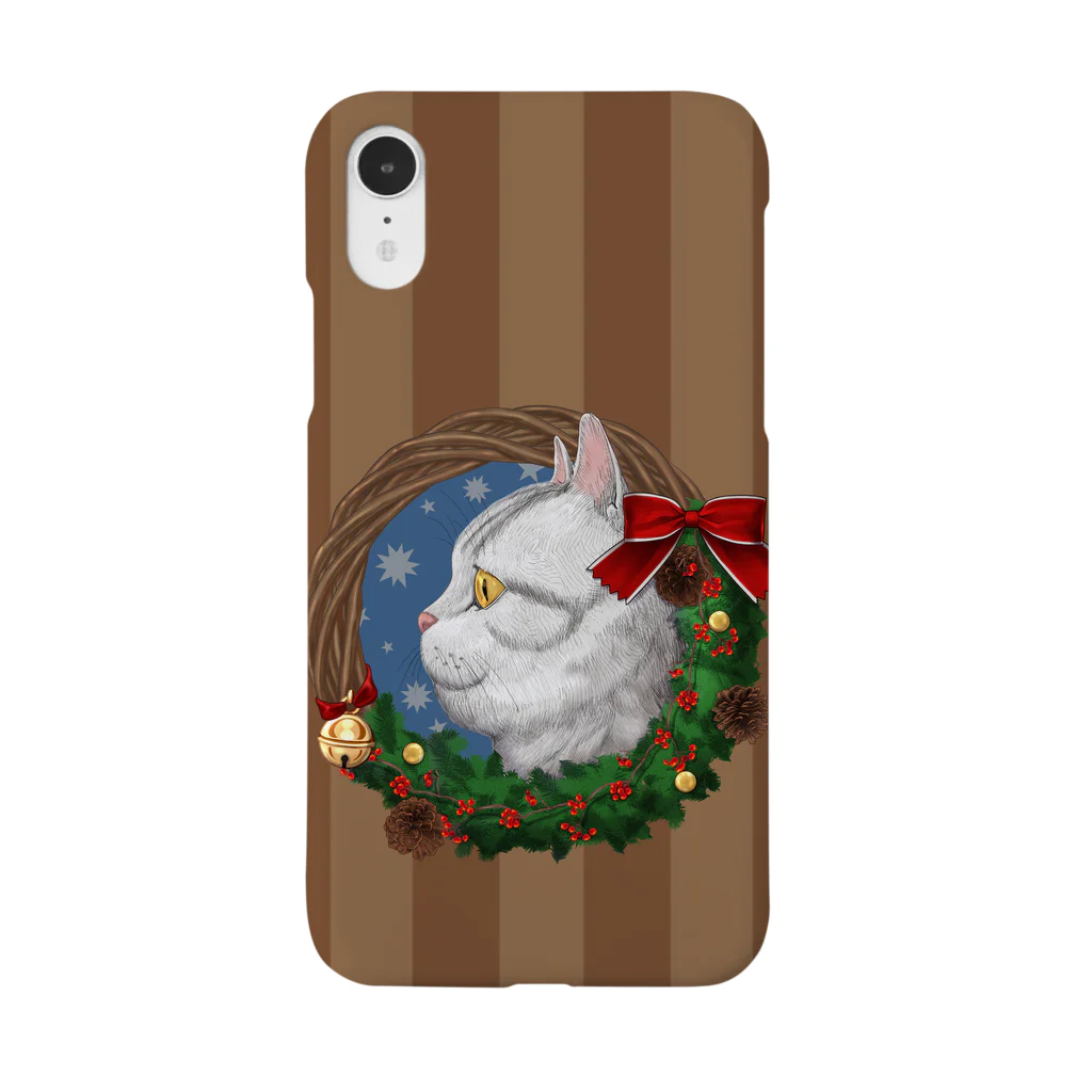 野田　尚花のクリスマスリースと猫　ブラウン Smartphone Case