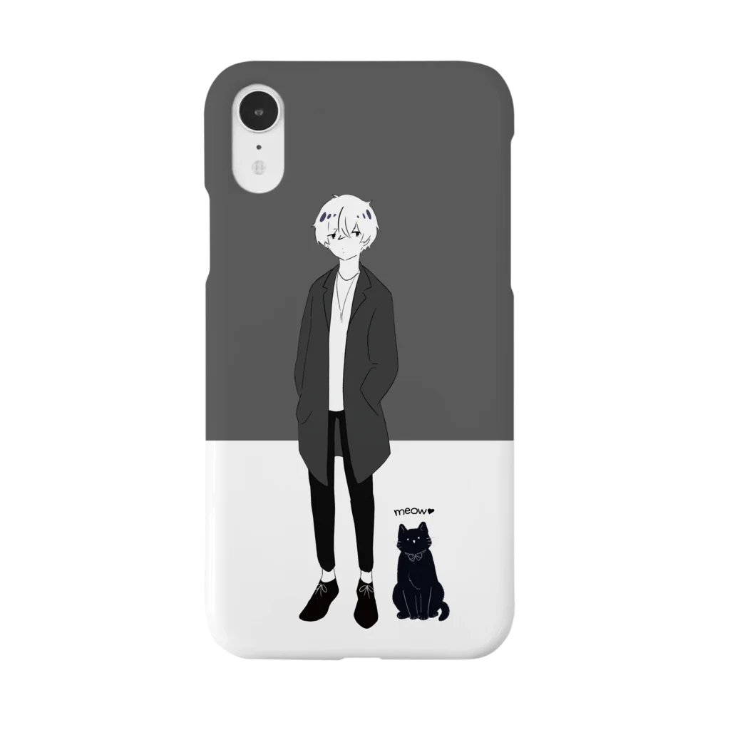 きりにゃんグッズのきりにゃんスマホケース / gray & white Smartphone Case