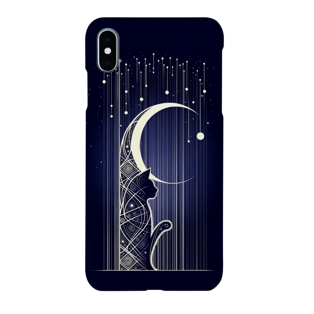 鹿児島のSUZURIアートショップの🌙『宇宙の猫と月』オリジナルデザインiPhoneケース🐾 - 鹿児島SUZURIアートショップ スマホケース