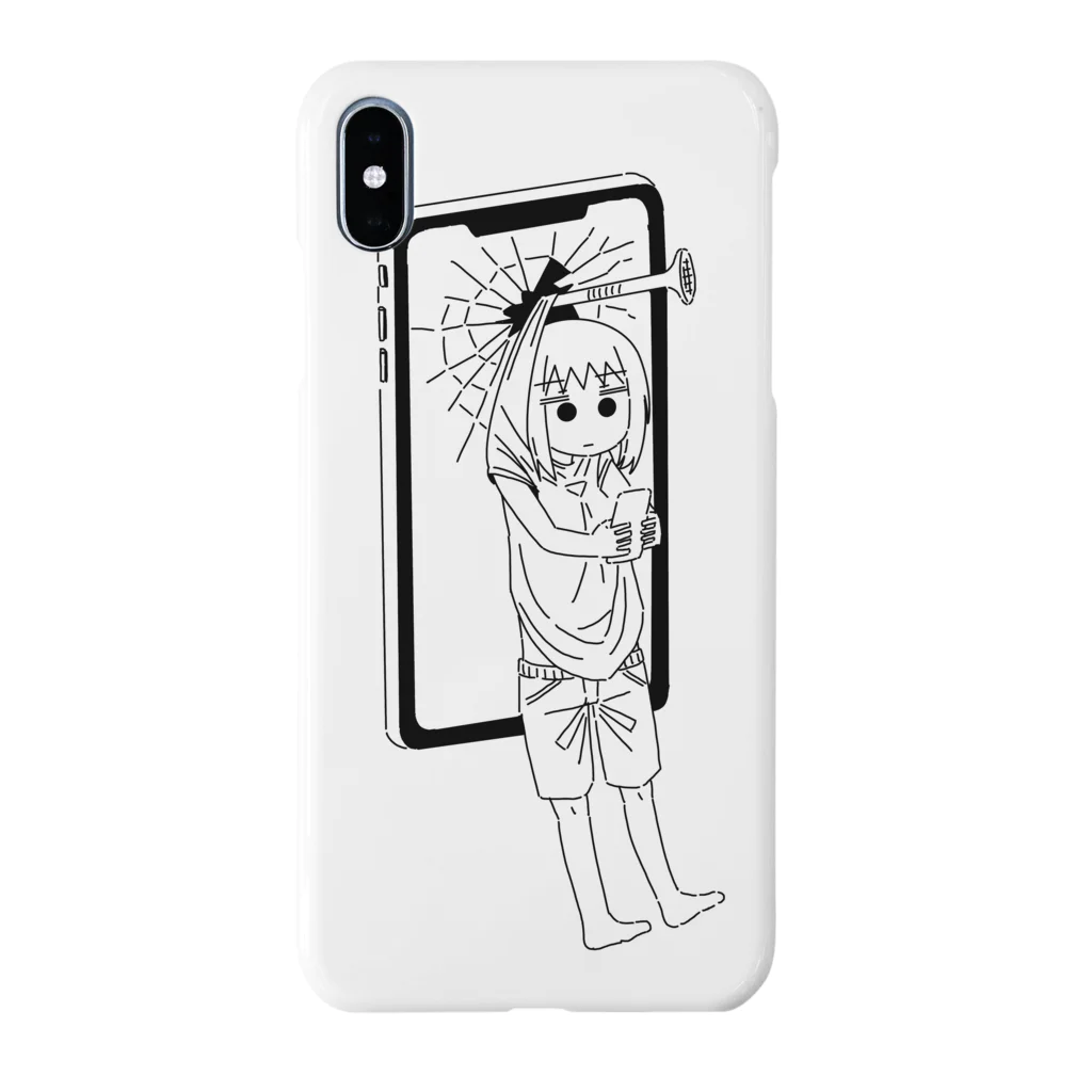 みがらいあ商店のみがちゃんスマホに釘付け（iPhoneケース） Smartphone Case