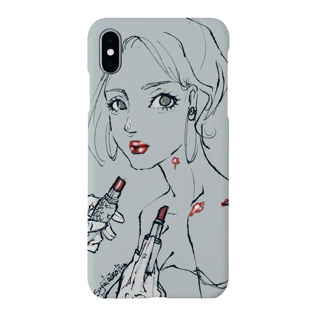 oosuga_tamotsuの赤のリップ Smartphone Case